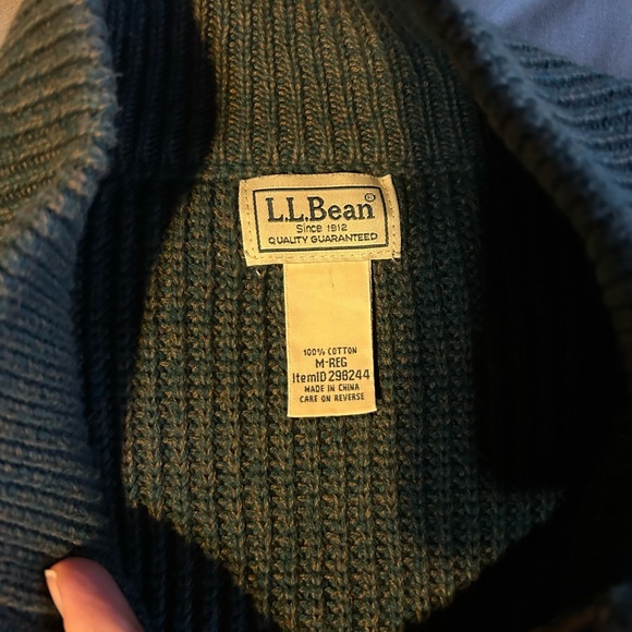 LL Bean Men's Cardigan Size Medium-reg Full-Zip Dark Green - Picture 2 of 6